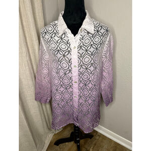 Alfred Dunner Purple Ombre Geometric Blouse Size 14